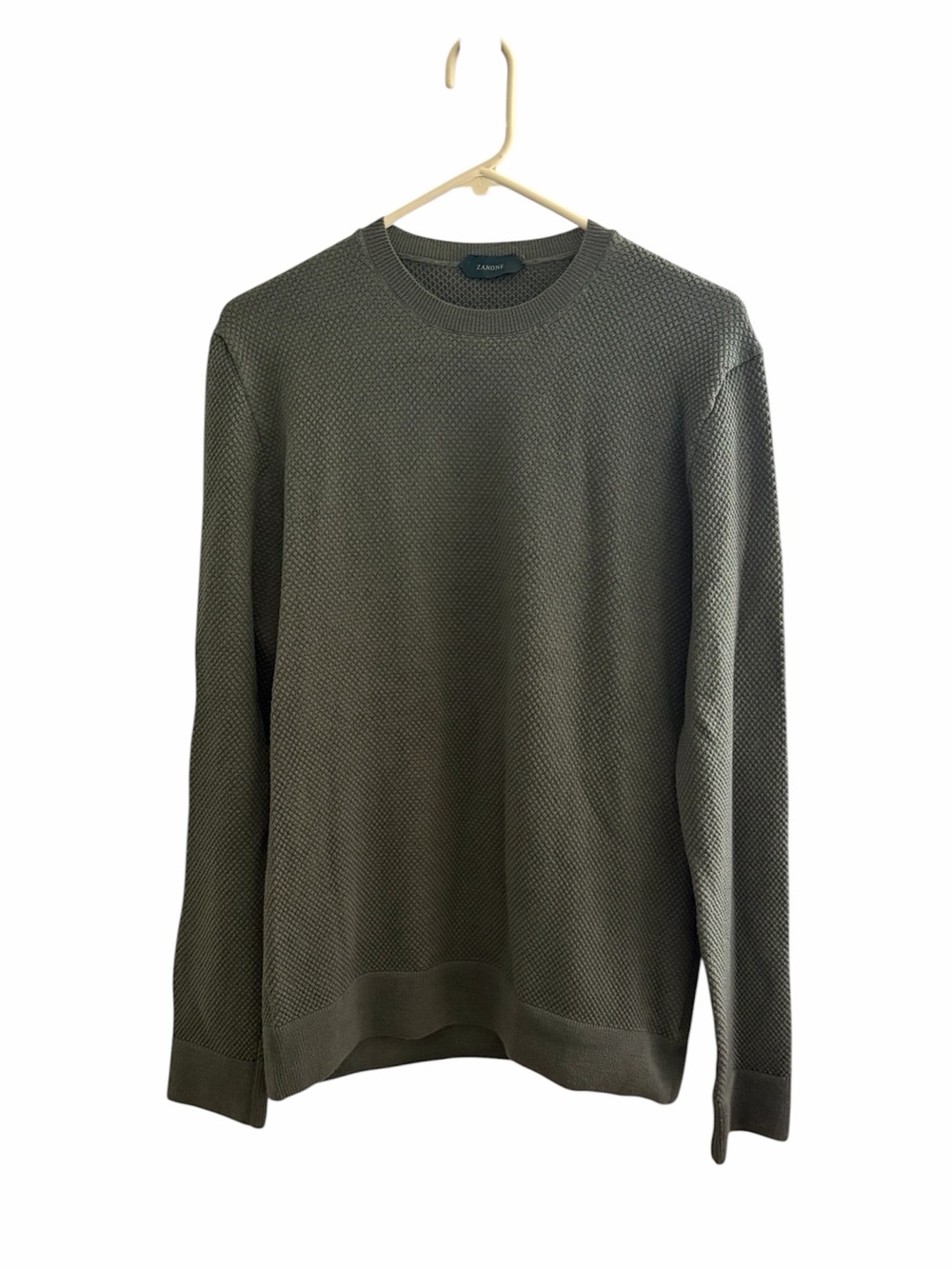 Zanone waffle knit crew sweater green size L